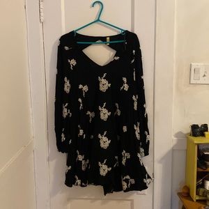 Women's Black Embroidered Austin Mini Dress